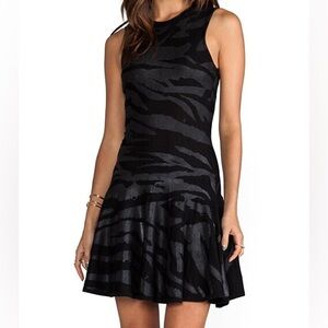 Alexander McQueen Black Zebra Print Midi Dress LIKE NEW